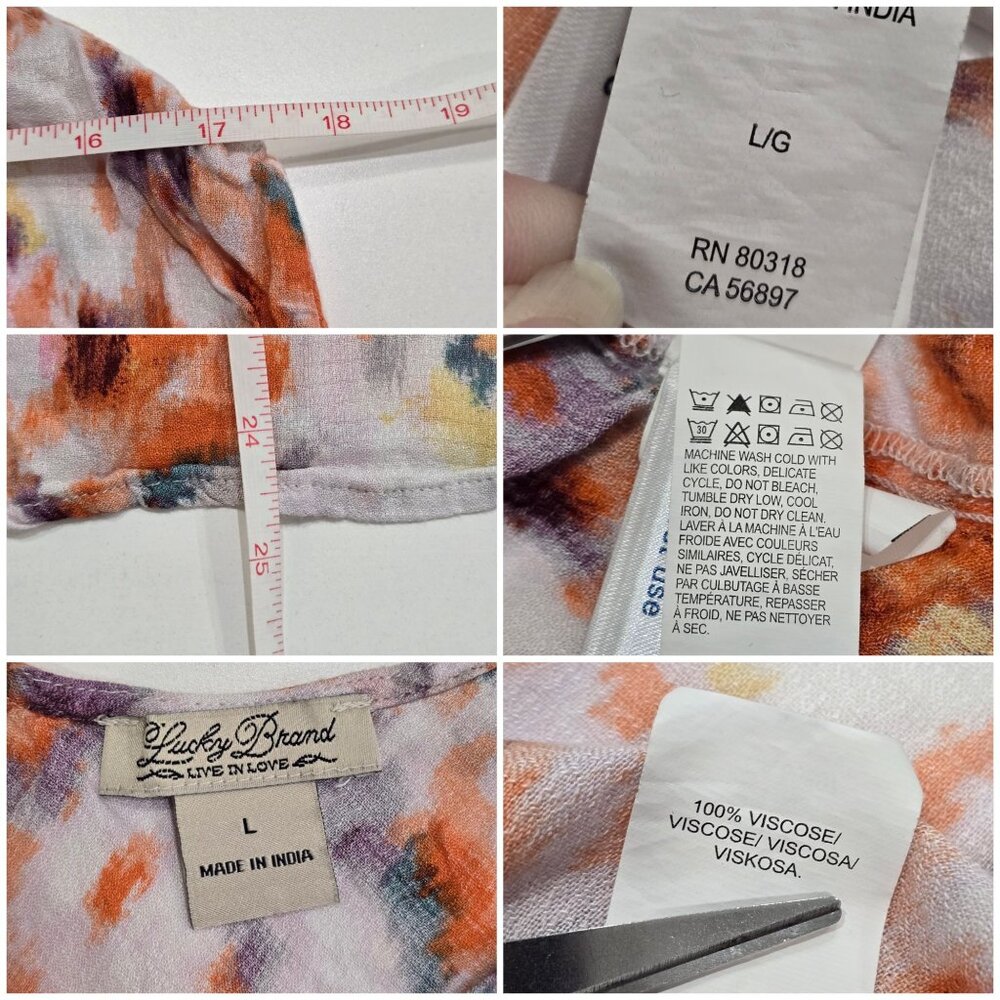 Lucky Brand ✦ Floral Watercolor Crisscross Back Tank Top ✦ Sleeveless L - Picture 7 of 9